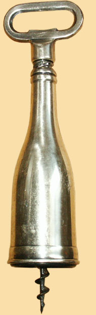 Tire-bouchon italien forme bouteille en métal argenté